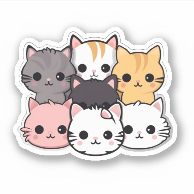 Adesivo Gatos Cons Kawaii Pet Animal (Frente)