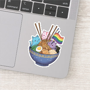 Adesivo Gatos da Bandeira do Arco-íris Ramen Anime Mês do 