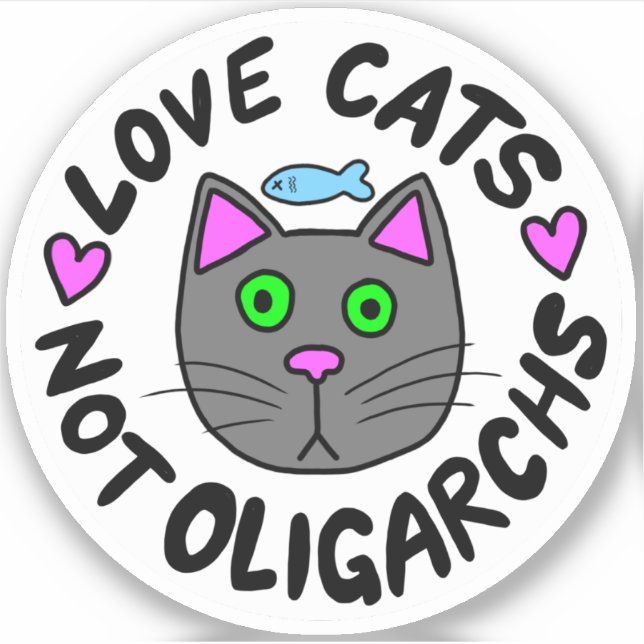 Adesivo Gatos De Amor, Não Oligarchos Vinil Sticker (Frente)