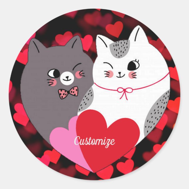 Adesivo Gatos de Amor Personalizados (Frente)