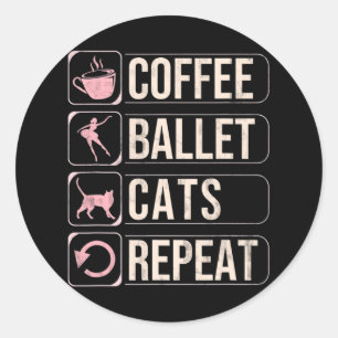 Adesivo Gatos De Balé De Café Repetem Dançarinos Engraçado