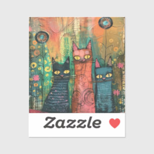 Adesivo Gatos De Boho Watercolor - Arte Felina Terrestre