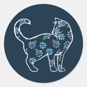 Adesivo Gatos de Daisy Azul de Gato Flor