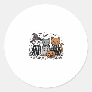 Adesivo Gatos de Esqueleto Fofo de Halloween Gravura Vinta
