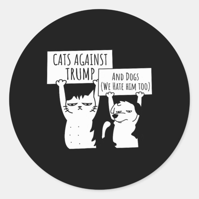 Adesivo Gatos De Gato E Cães Contra Trump (Frente)