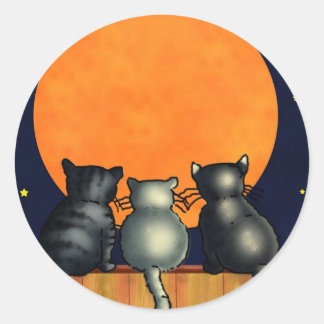 Adesivo Gatos de Halloween Assistam a Lua - Estilo de Vint
