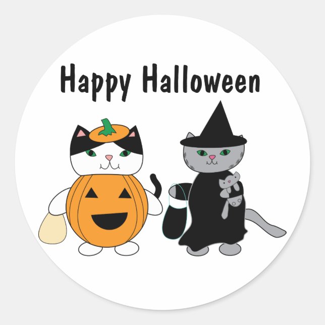 Adesivo Gatos de Halloween em Figurinos (Frente)