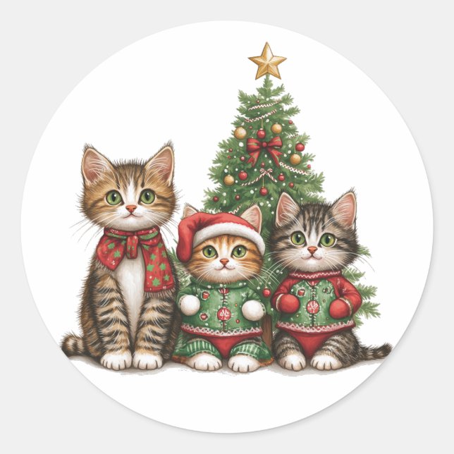 Adesivo Gatos de Natal bonitos (Frente)