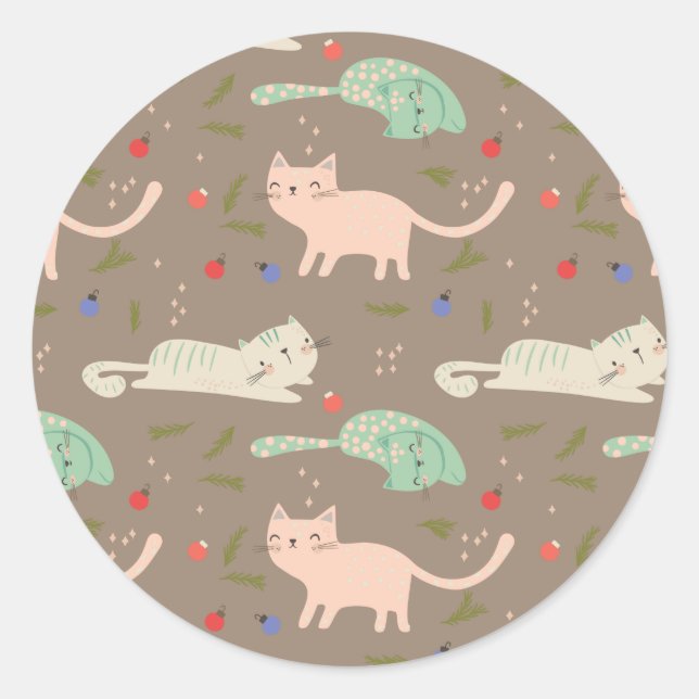 Adesivo Gatos de Natal bonitos (Frente)