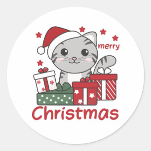 Adesivo Gatos De Natal Gato Presente Para Animais De Inver