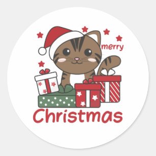 Adesivo Gatos De Natal Gato Presente Para Animais De Inver