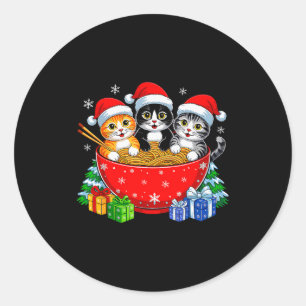 Adesivo Gatos de Natal Kit Ramen Gatinho Anime Natal Para