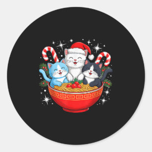 Adesivo Gatos de Natal Ramen Kitten Animes Mulheres Crianç