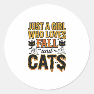 Adesivo Gatos de Outono Garota de Halloween Design Gráfico