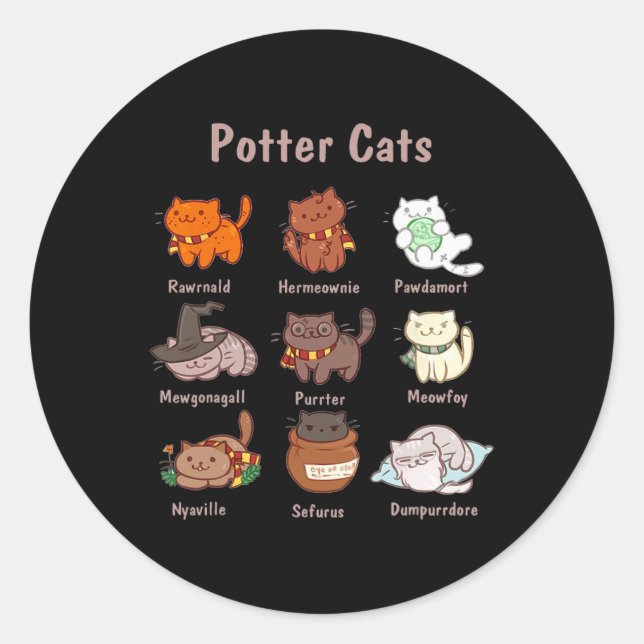 Adesivo Gatos De Potter Para Amantes De Gato (Frente)