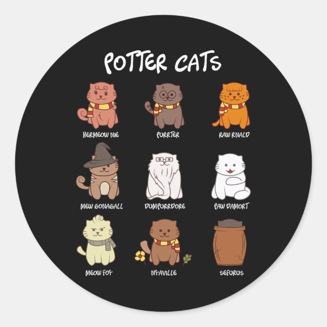 Adesivo Gatos De Potter Para O Lover De Gato (Frente)
