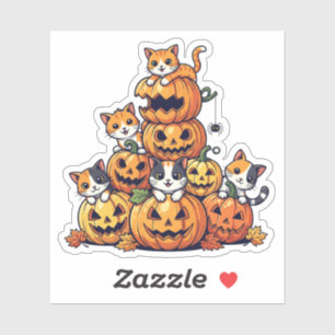 Adesivo Gatos De Pumpkin Pilha - Gatos Adoráveis
