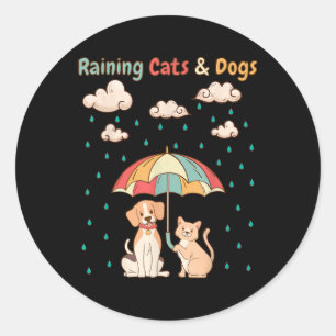 Adesivo Gatos E Cães Que Chovem Idiom _ Gatinho Cute Puppy