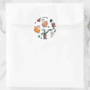Adesivo Gatos e flores para desenho de linhagens