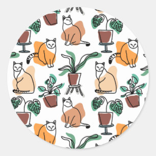 Adesivo Gatos e flores para desenho de linhagens