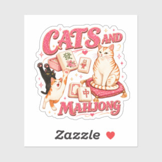 Adesivo Gatos e Mahjong