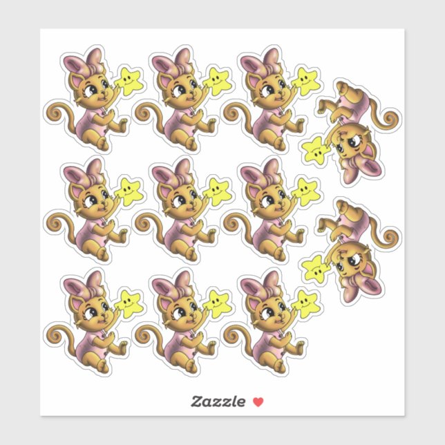 Adesivo Gatos e Stars Sticker (Folha)