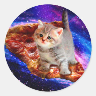Adesivo Gatos em pizza espacial