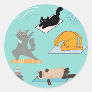 Adesivo Gatos Engraçados no Yoga
