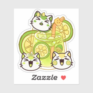 Adesivo Gatos Fofos Kawaii de Limonada de Verão