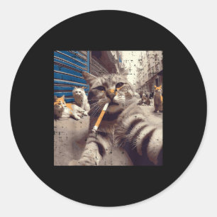 Adesivo Gatos Gângster Rua Gatos Selfie Meme Divertido Hum