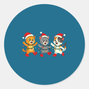 Adesivo Gatos Kawaii Chapéu de Papai Noel Luzes Dançantes