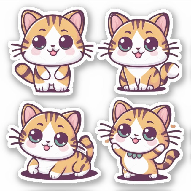Adesivo Gatos Kawaii Cute posando (Frente)
