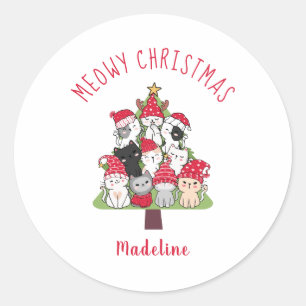 Adesivo Gatos Kawaii em Santa Hats Engraçados Adoráveis
