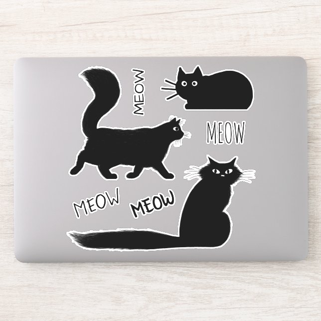 Adesivo Gatos legal de Gatinho Preto, Meow Meow Vinyl Stic (Computador)