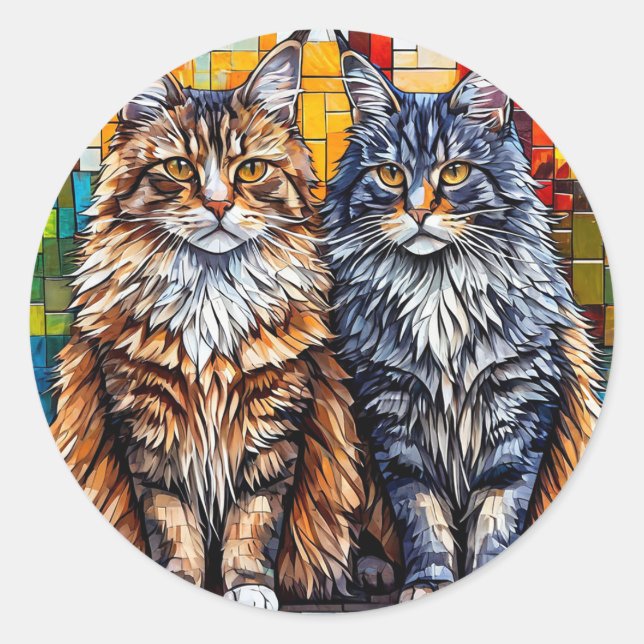 Adesivo Gatos Maine Coon Presente para Amantes de Gatos Fo (Frente)