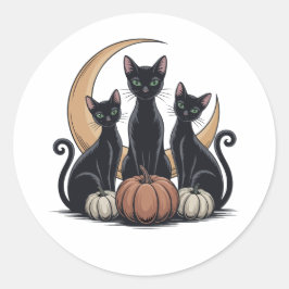 Adesivo Gatos Negros Abóbora Lua Whimsigothia Halloween
