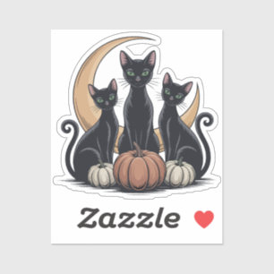 Adesivo Gatos Negros Abóbora Lua Whimsigothia Halloween