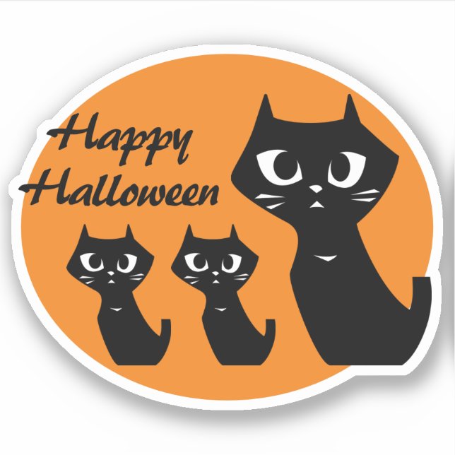 Adesivo Gatos Negros Sortudos do Halloween (Frente)