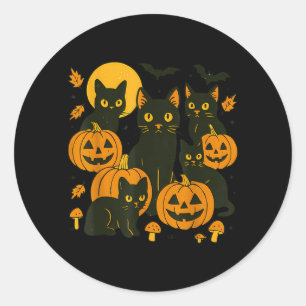 Adesivo Gatos Pretos Com Jack O Lanterns Lua E Morcegos