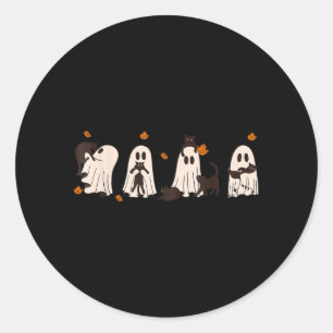 Adesivo Gatos Pretos Em Gato Fantasma Fofo De Halloween