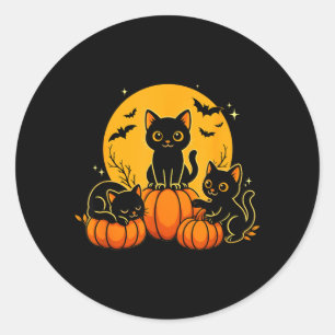 Adesivo Gatos Pretos Fofos Fantasia de Abóbora de Hallowee