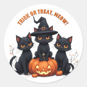 Adesivo Gatos Pretos Kawaii no Halloween do Campo de Abóbo