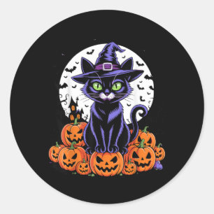 Adesivo Gatos Pretos Vintage de Halloween Abóboras Assusta