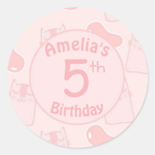 Adesivo Gatos Rosa e Jellybeans Idade Personalizada Aniver