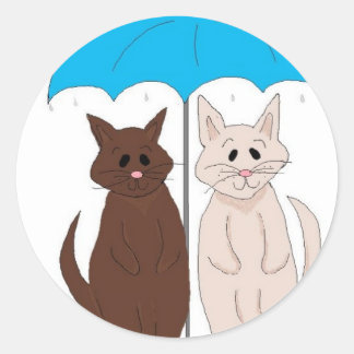 Adesivo Gatos Sob um Guarda-Chuva Humorístico