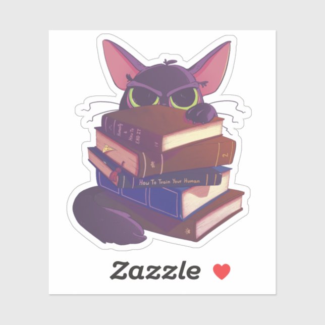 Adesivo Gatos y Libros Sticker (Folha)