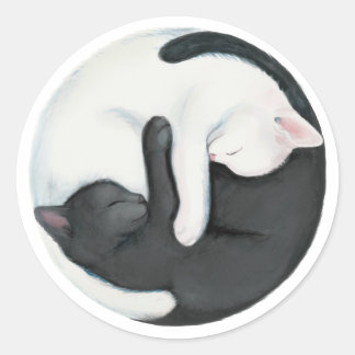 Adesivo Gatos Yin Yang Balanceadores: Gatinhos Pretos e Br