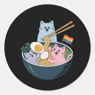 Adesivo Gats Ramen Rainbow LGBTQ Gay Orgulho Lésbica Ally