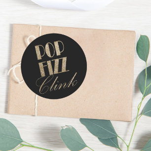 Adesivo Gatsby party Dourada e Black Pop Fizz Clink