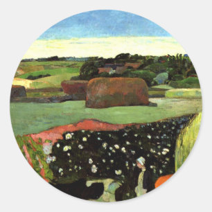 Adesivo Gauguin - Haystacks na Bretanha, famosa pintura,